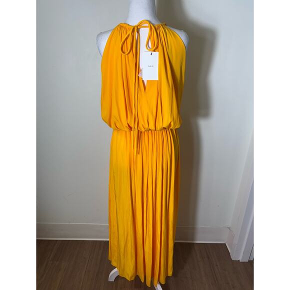 NWT A.L.C Yellow/Orange Sleeveless Blouson Maxi Dress Sz S - Picture 3 of 4